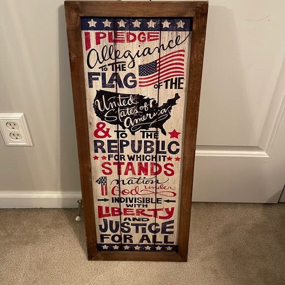 Other - Beautiful Pledge Allegiance USA Wooden Sign